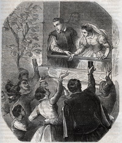 Casamento de Martin Guerre (cerca de 1524) e Bertrande de Rols em Artigat (Ariege) em 15 de Maio de 1539. Gravura de 1871 em "Histoire Des Cocuses Celebres" de Henry de Kock (1819-1892). de French School