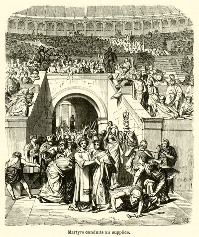 Os mártires levaram à tortura (gravura) de French School