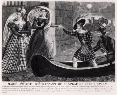Mary Stuart (1542-87) Escapando do Castelo de Loch Leven de French School