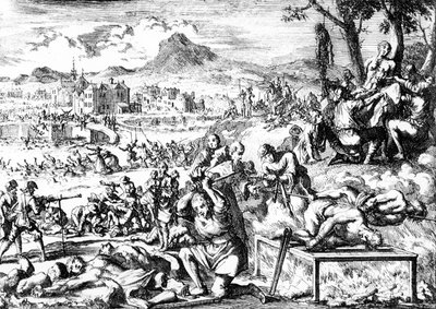 Massacre na Irlanda em 1644, c.1685 de French School