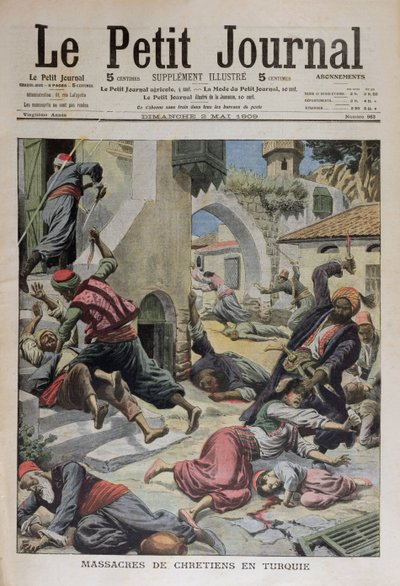Massacre dos cristãos na Turquia, ilustração do Le Petit Journal de 2 de maio de 1909 de French School