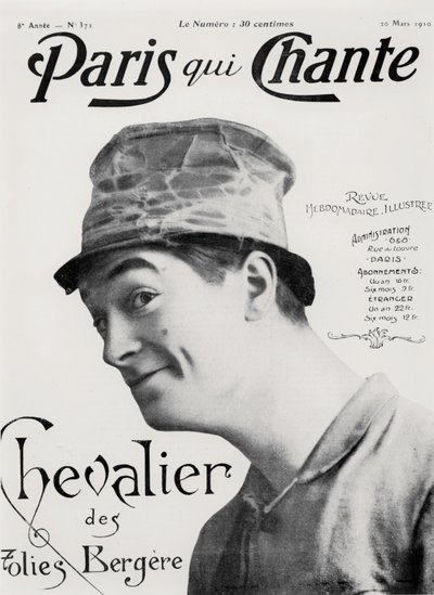 Maurice Chevalier, de "Paris qui Chante", 30 de março de 1910 (litografia) de French School