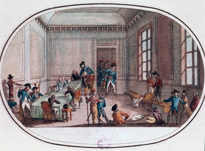 Maximilien de Robespierre ferido na antecâmara do Comite de Salut Public de French School