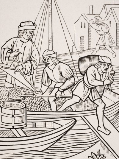 Medindo o sal, depois de uma xilogravura em &39;Ordenanças do Prevost dos Mercadores de Paris&39;, 1500, de &39;A Idade Média e o Renascimento&39; de Paul Lacroix (1806-84) publicou 1847 de French School