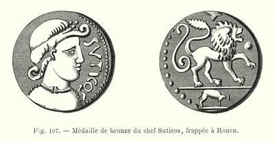 Medalha de Bronze do chefe dos Suticos, batida em Rouen (gravura) de French School