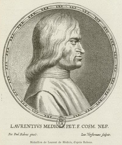 Medalhão de Lorenzo de Medici (gravura) de French School