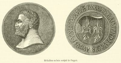 Medalha de madeira talhada de Fugger (gravura) de French School