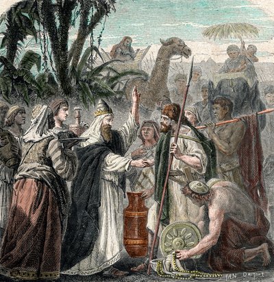 Reunião de Abraham e Melchizedek (gravura) de French School