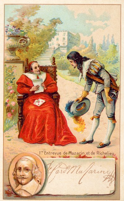 Reunião dos Cardeais Richelieu e Jules Mazarin de French School