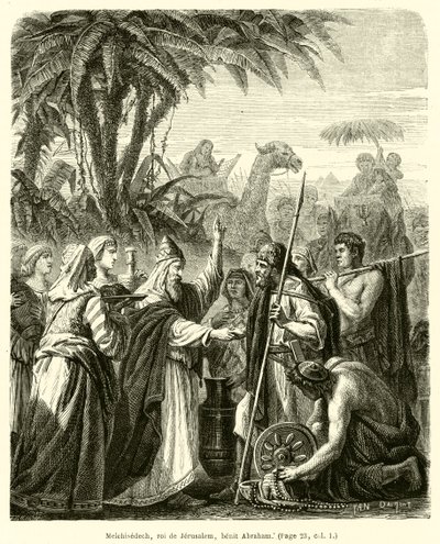 Melchisedech, roi de Jerusalem, benit Abraham (gravura) de French School