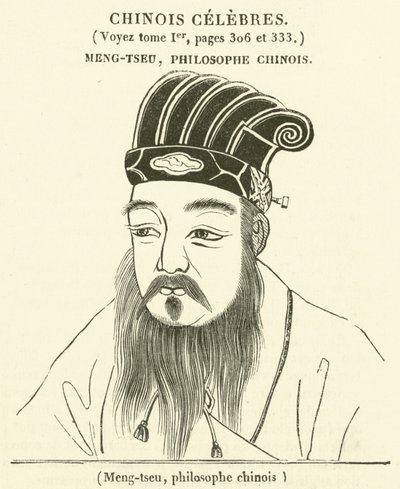 Mengtseu, filósofo chinês (gravura) de French School