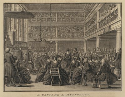 Cerimônia de batismo menonita (gravura) de French School