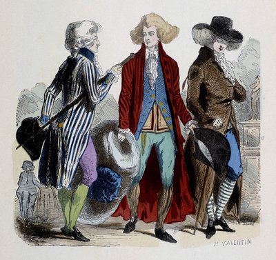 A moda dos homens em Paris, em 1787. de French School