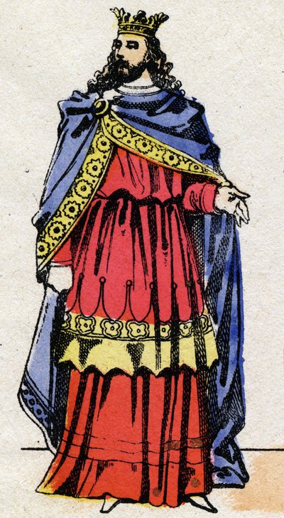 Merovingian Dynasty: Retrato de Childeric III (714-755) Rei dos Francos de 743 a 751. Imagem epinal do final do século XIX. Coleção particular. de French School