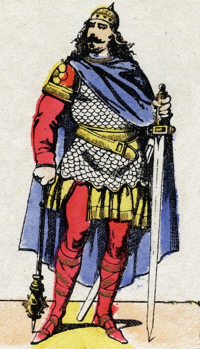 Merovingian dynasty: Retrato de Charles Martel (v. 688-741) prefeito do palácio de 737 a 741. Imagem epinal do final do século XIX. Coleção particular. de French School