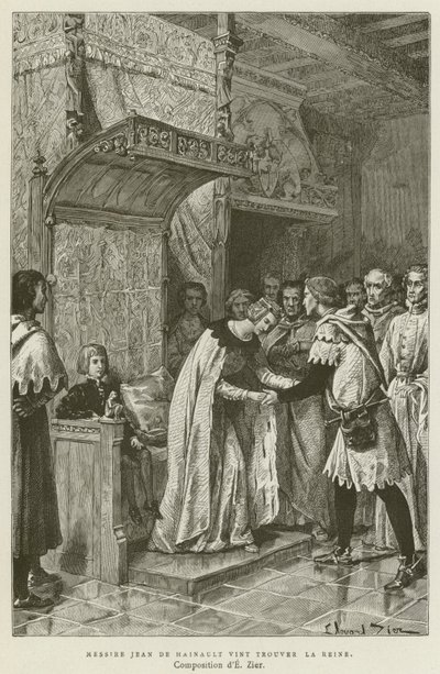Messire Jean De Hainault Vint Trouver La Reine (gravura) de French School