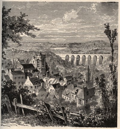 Meudon - departamento de Hauts-de-Seine - gravura em "PATRIE" - DESCRIÇÃO PECTURESSE DE LA FRANCE EN 6 VOLURES BY LUCIEN HUARD - final do século XIX de French School