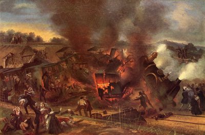Meudon Rail Accident on the Versailles Railway, de "Histoire de la Locomotion Terrestre..." de Charles Dollfus de French School