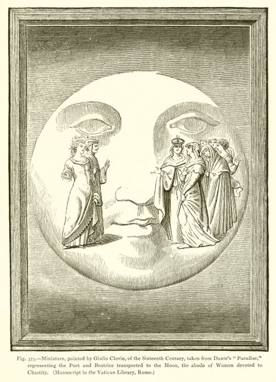 Miniatura, pintada por Giulio Clovio, do século XVI, tirada de Dantes Paradise, de French School