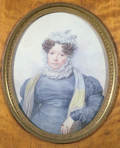Retrato em miniatura de Madame Swetchine (1782-1857) (wc no papel) de French School