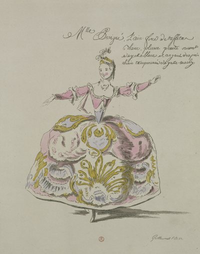 Miss Puvigne as Air, em Zoroastre, libreto de Cahusac, composto por Jean-Philippe Rameau (1683-1764) fac-símile de A. Guillaumot Fils, 1749 (gravura colorida) de French School