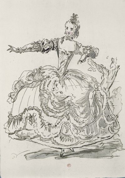 Miss Puvigne como a estátua viva, em Pigmalion, um libreto de Lamotte, composto por Jean-Philippe Rameau (1683-1764) 1748 (gravura a cores) de French School