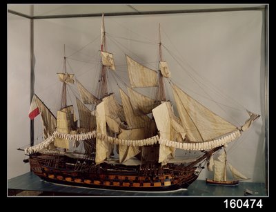 Modelo do navio LAchille, um navio de 74 armas construído em Rochefort de French School