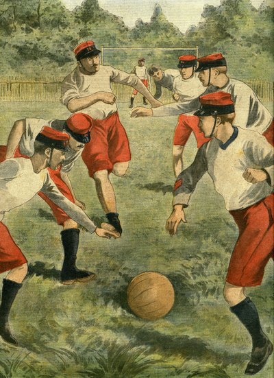 O desporto moderno no exército: bola de pé. Criação de um campeonato militar de rugby de futebol. A primeira partida foi disputada no Bois de Boulogne, no gramado de Bagatelle, com as equipes do Regimental Athletic Sport Valmy e da Association regimental d de French School