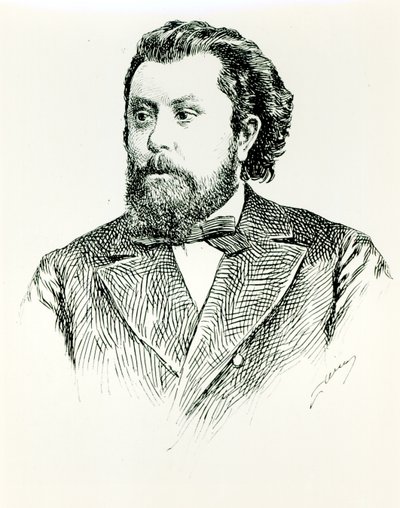 Modesto Petrovich Musorgsky (1835-1881), ilustração de A História da Música na Rússia, de Albert Soubies, publicado em Paris, 1898 de French School