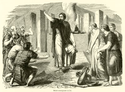 Moisés ensinando a lei (gravura) de French School