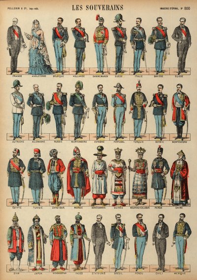 Monarchs of the World (gravura colorida) de French School