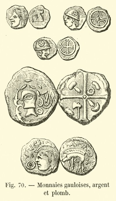 Moedas gaulesas, prata e chumbo de French School