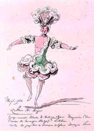 Monsieur Leger como Zephyr, em Nais, um libreto de Cahusac, composto por Jean-Philippe Rameau (1683-1764) 1764 (gravura a cores) de French School