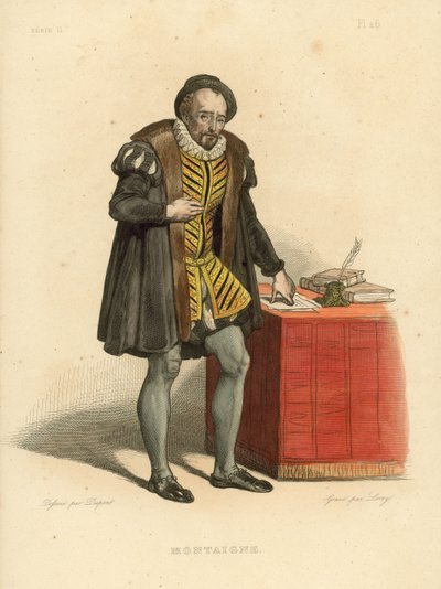 Montaigne (gravação a cores) de French School