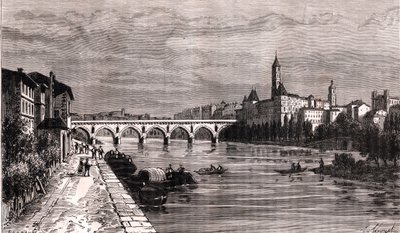 Montauban - Languedoc-Roussillon-Midi-Pyrenees - gravura em "La France illustree: geography, history, statistical administration" de V.-A. Malt-Brown. 1884 de French School