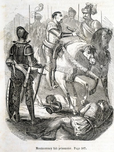Montmorency feito prisioneiro em Pavie (1525) - em "Histoire de France" por L.-P. Anquetil de French School
