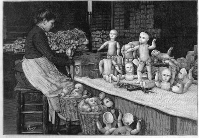 Fábrica de bonecas Montreuil, em 1888. de French School