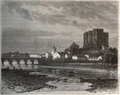 Montrond-les-Bains (Montrond les Bains) departamento do Loire na região de Rhone-Alpes - gravura em "La France illustree: geography, history, statistical administration" por V.-A. Malt-Brown. 1884 de French School