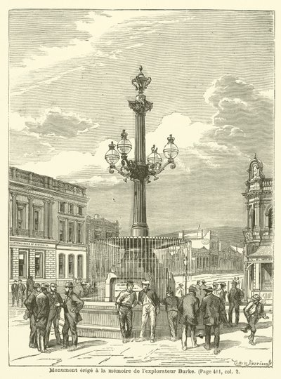Monumento ao explorador Burke (gravura) de French School
