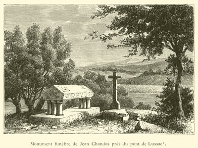 Monumento a Jean Chandos perto da ponte de Lussac (gravura) de French School