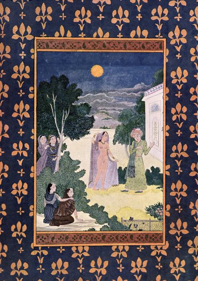 Lua da beleza, ilustração para as noites árabes, 1895 (gravura de cor) de French School