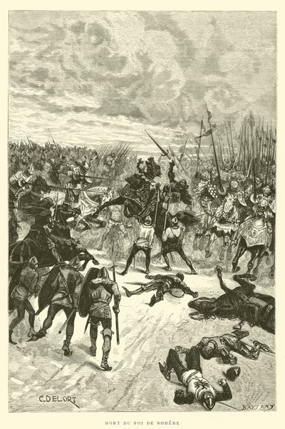 Morte do Rei da Boémia (gravura) de French School