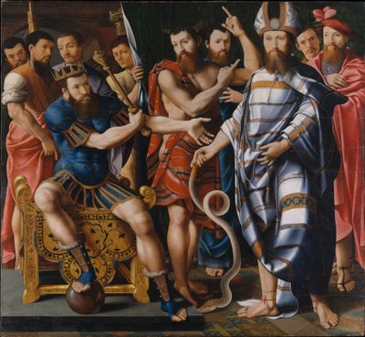 Moisés e Aarão antes do Faraó: Uma Alegoria da Família Dinteville, 1537 de French School