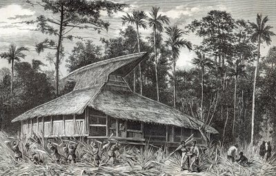 Mesquita em Dodinga, Nova Guiné, ilustração da revista The World Tour, 1879 de French School