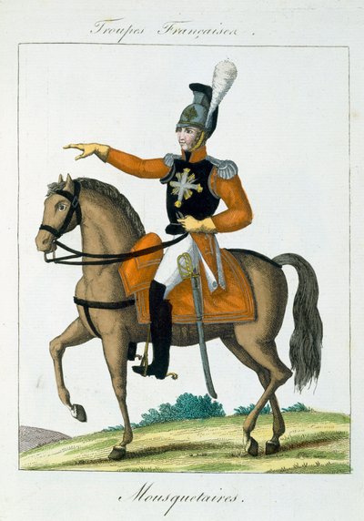Mosqueteiro montado, das tropas francesas, bar. em Basset, Paris, c.1790 de French School