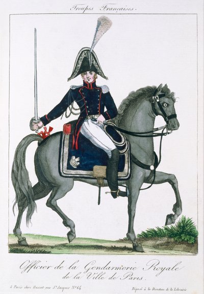 Oficial Montado da Gendarmaria Real de Paris, c.1790 de French School