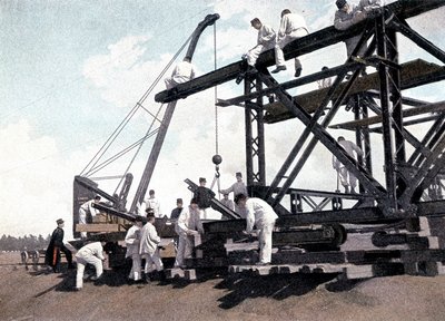 Montando uma ponte ferroviária - em "Álbum Militar" - Genie de French School