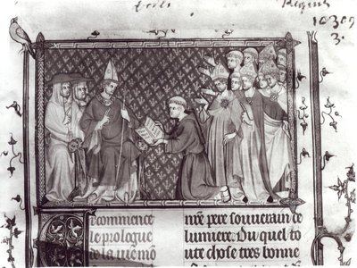 Ms.Fr. 5716 f.2 Jean d&39;Antioch antes de Martin IV, da vida e milagres de St. Louis, c.1330-40 de French School