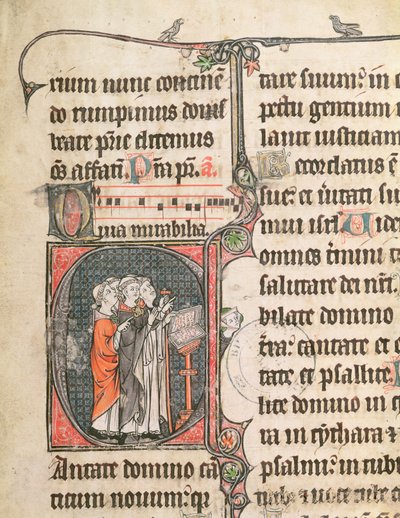 Ms 124 fol.98 Monks cantando, de um Psalter de French School