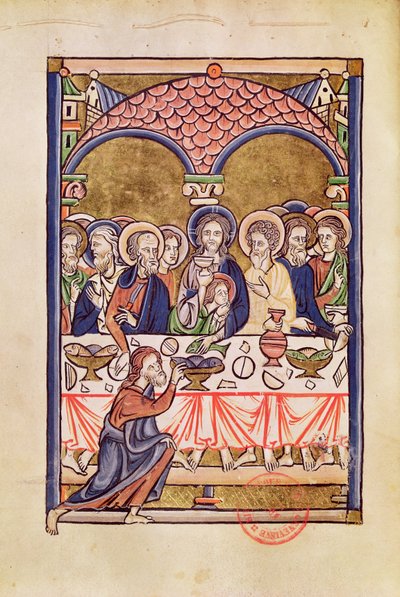 Ms 1273 fol.12v A Última Ceia, de um Saltério de French School